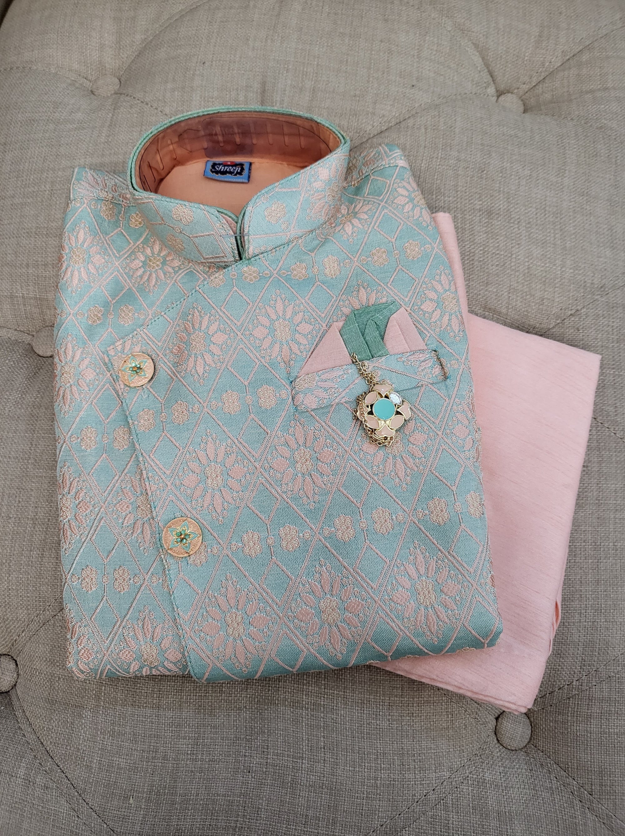 3 Piece Boy's Cotton Silk Dress with Jacket- Design# B-563
