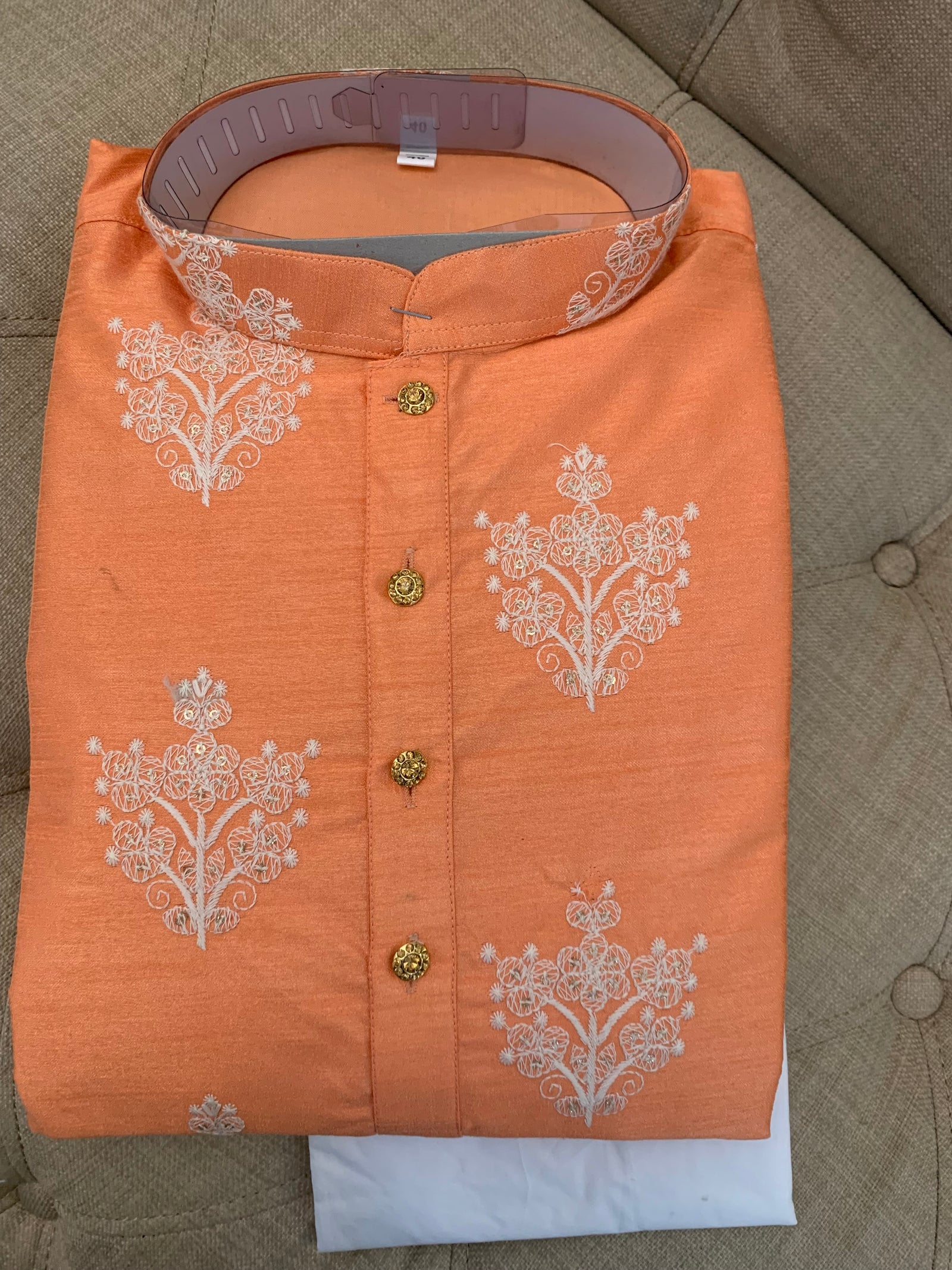 Exclusive Embroidered Cotton Silk Kurta Pajama Set, Design KPS# 579