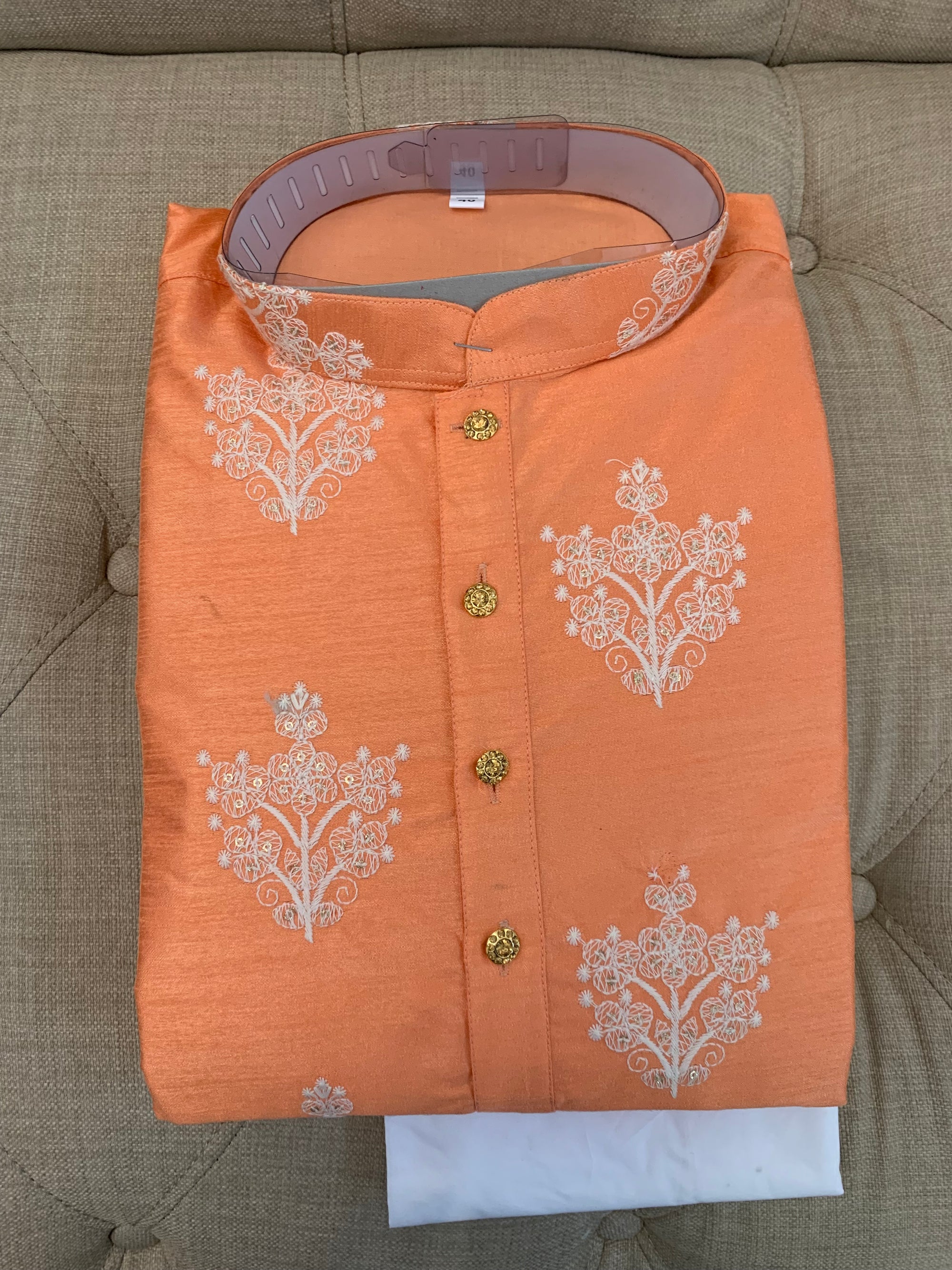Exclusive Embroidered Cotton Silk Kurta Pajama Set, Design KPS# 579