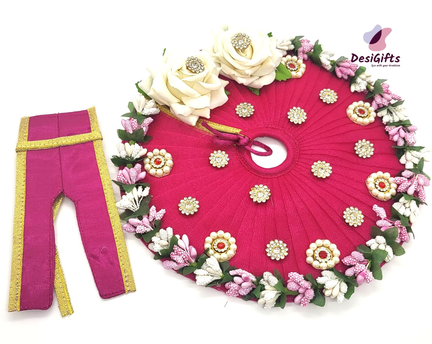 Heavy Laddu Gopal Dress with Gotta Flower /Elegant Krishna Poshak, RKF#684