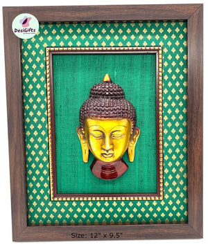 Handcrafted Buddha Face in Brass on Silk Frame with 3D Effect, BFD- 907