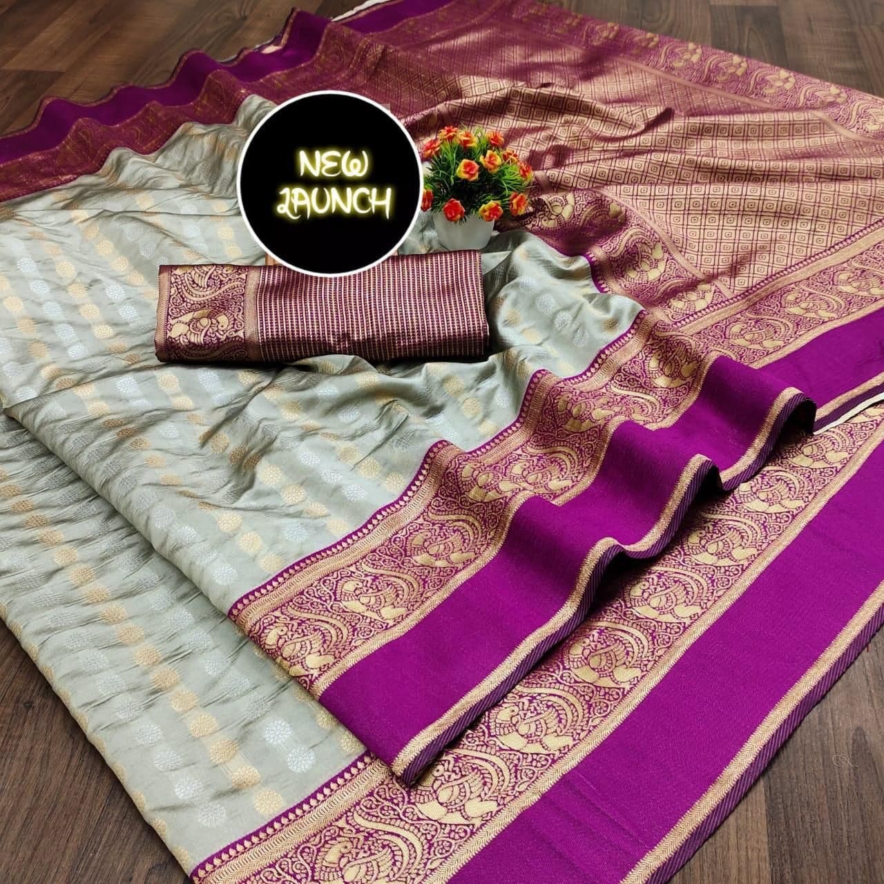 Premium Soft Lichi Silk Sari, SARI#613