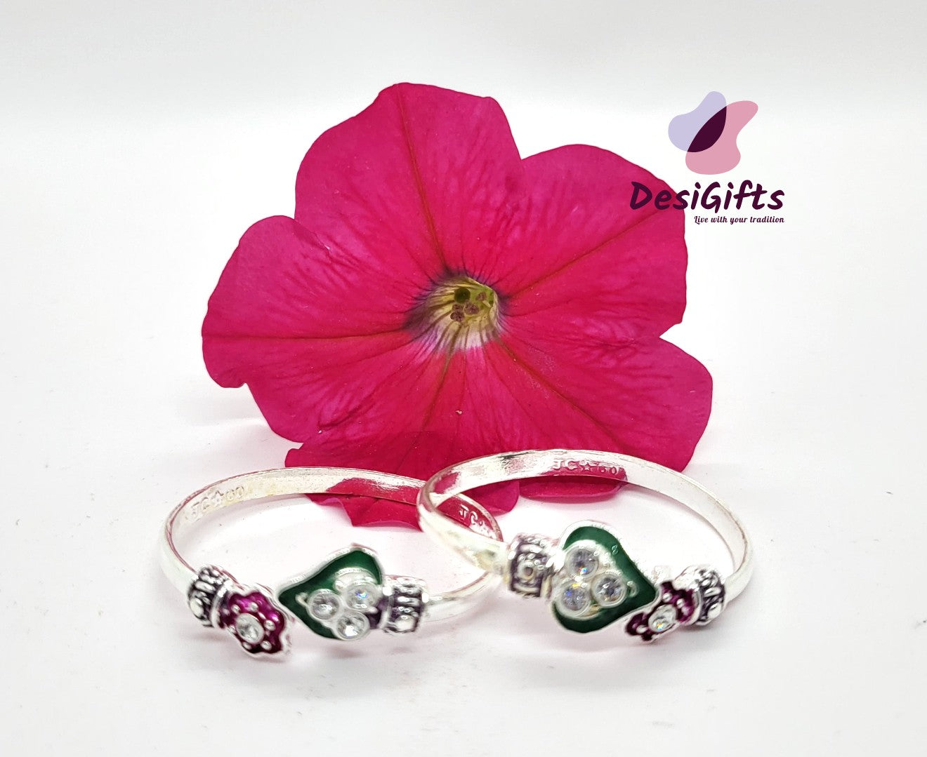 Hallux (Big Toe) Ring with Studded Stones, Pure Silver, SLTR# 624