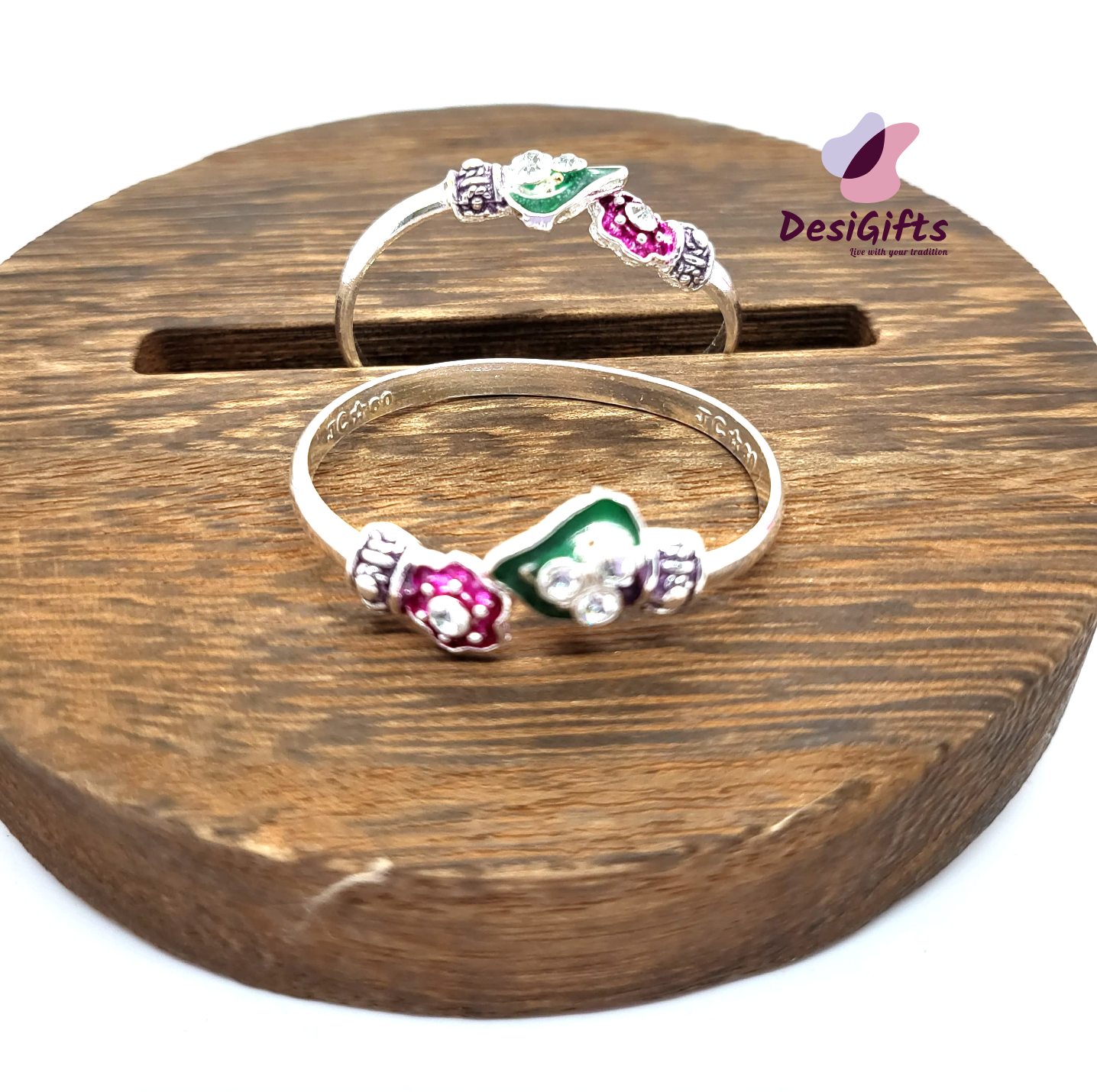 Hallux (Big Toe) Ring with Studded Stones, Pure Silver, SLTR# 624