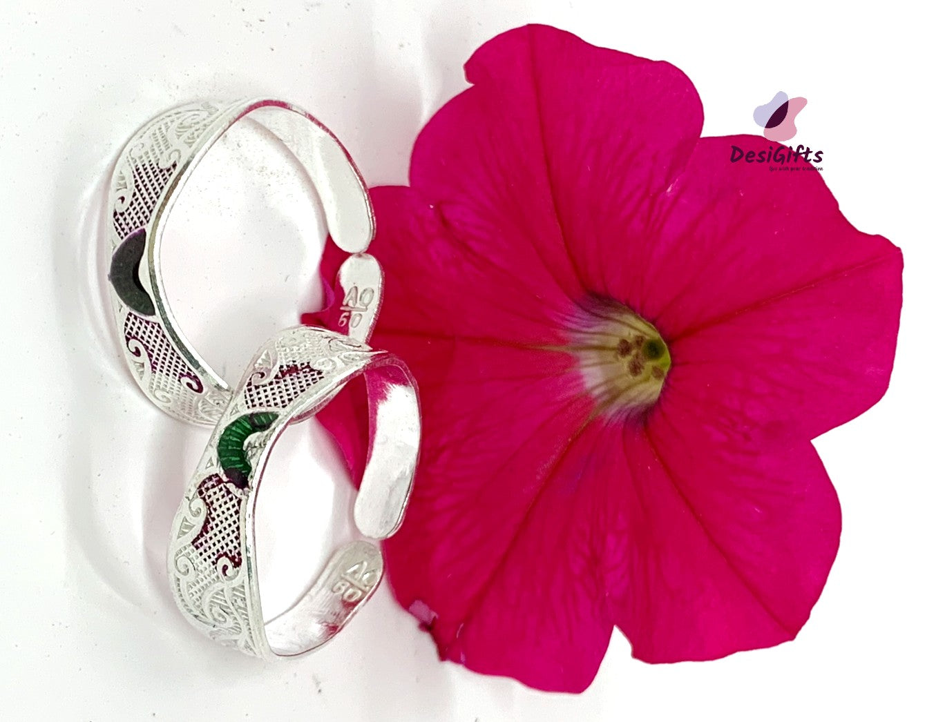 Hallux (Big Toe) Adorable Pure Silver Toe Rings, Adjustable, SLTR# 631