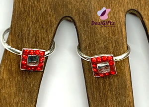 Pure Silver Toe Rings with Studded Stones, Adjustable, SLTR# 634