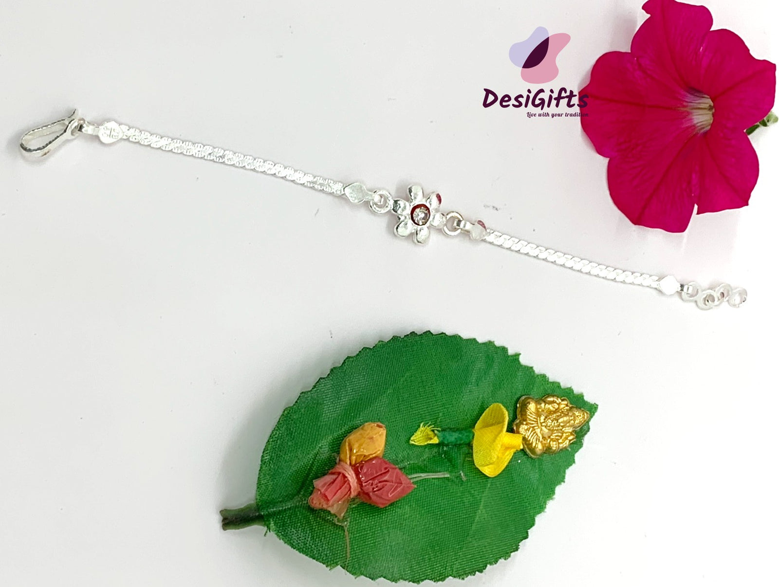 Silver Floral Design Rakhi, SLD# 639