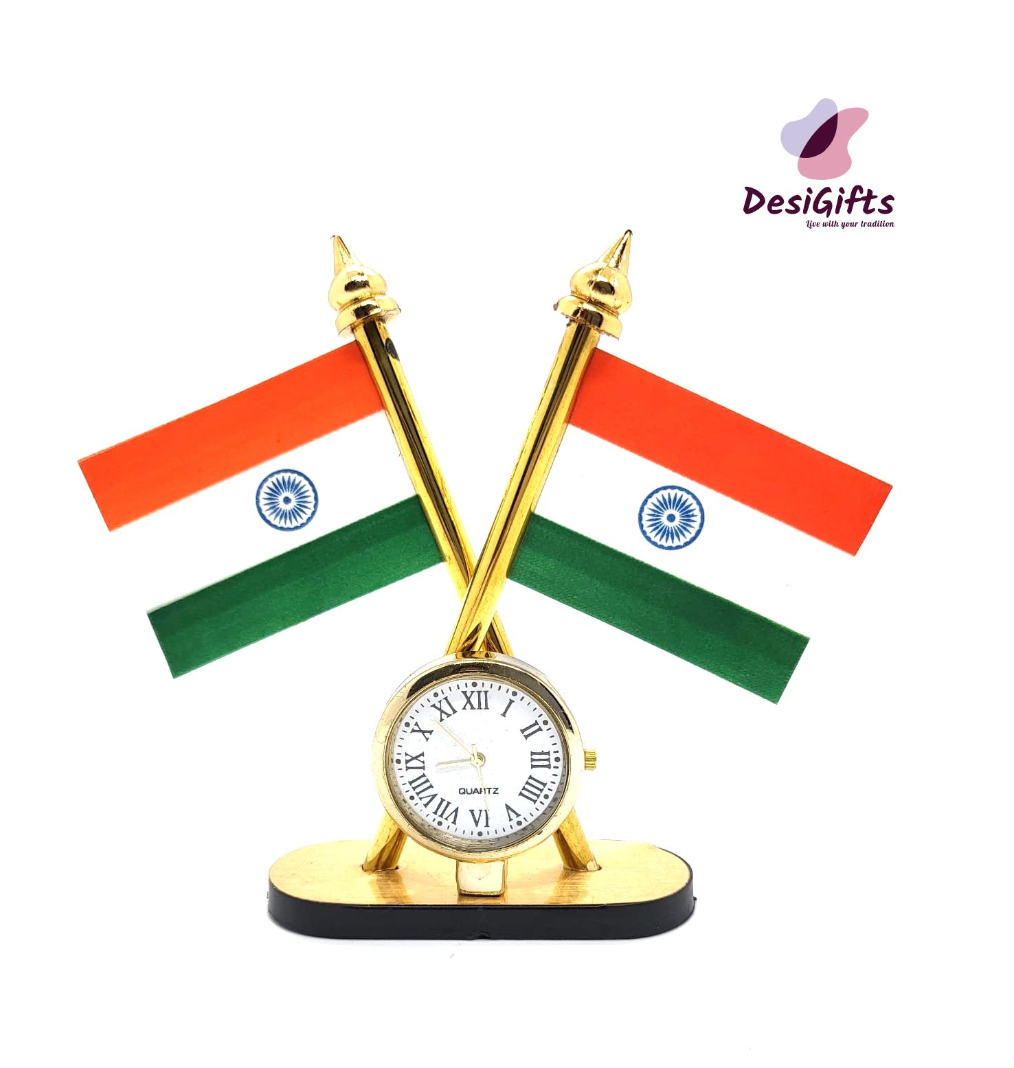 India Flag with Table Clock, IFC# 372