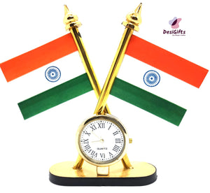 India Flag with Table Clock, IFC# 372