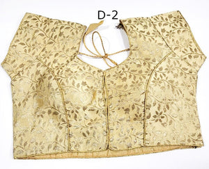 Indian Readymade Stitched Designer Golden Brocade Saree Blouse, Design BLS# 395