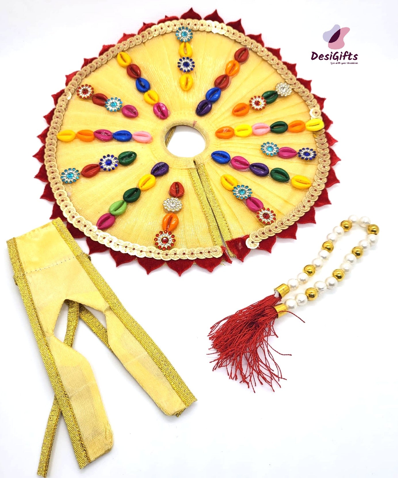 Yellow Laddu Gopal Dress with Zari Boarder / Krishna Poshak, RKF# 690