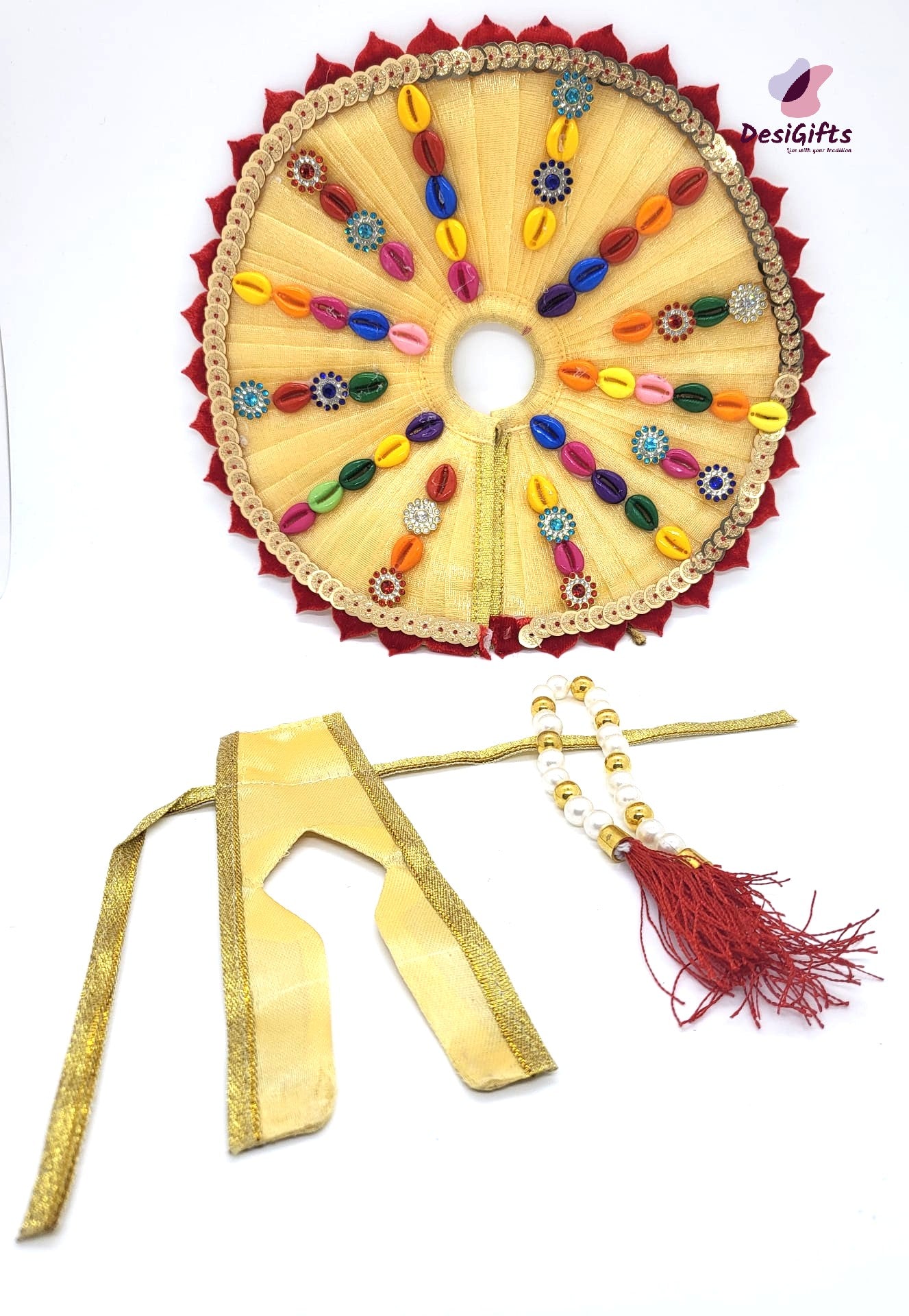 Yellow Laddu Gopal Dress with Zari Boarder / Krishna Poshak, RKF# 690