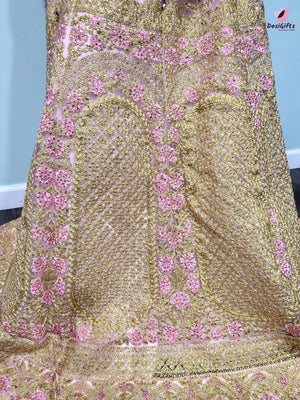 Blush Pink Gown with Heavy Golden Work, Design GWN #937