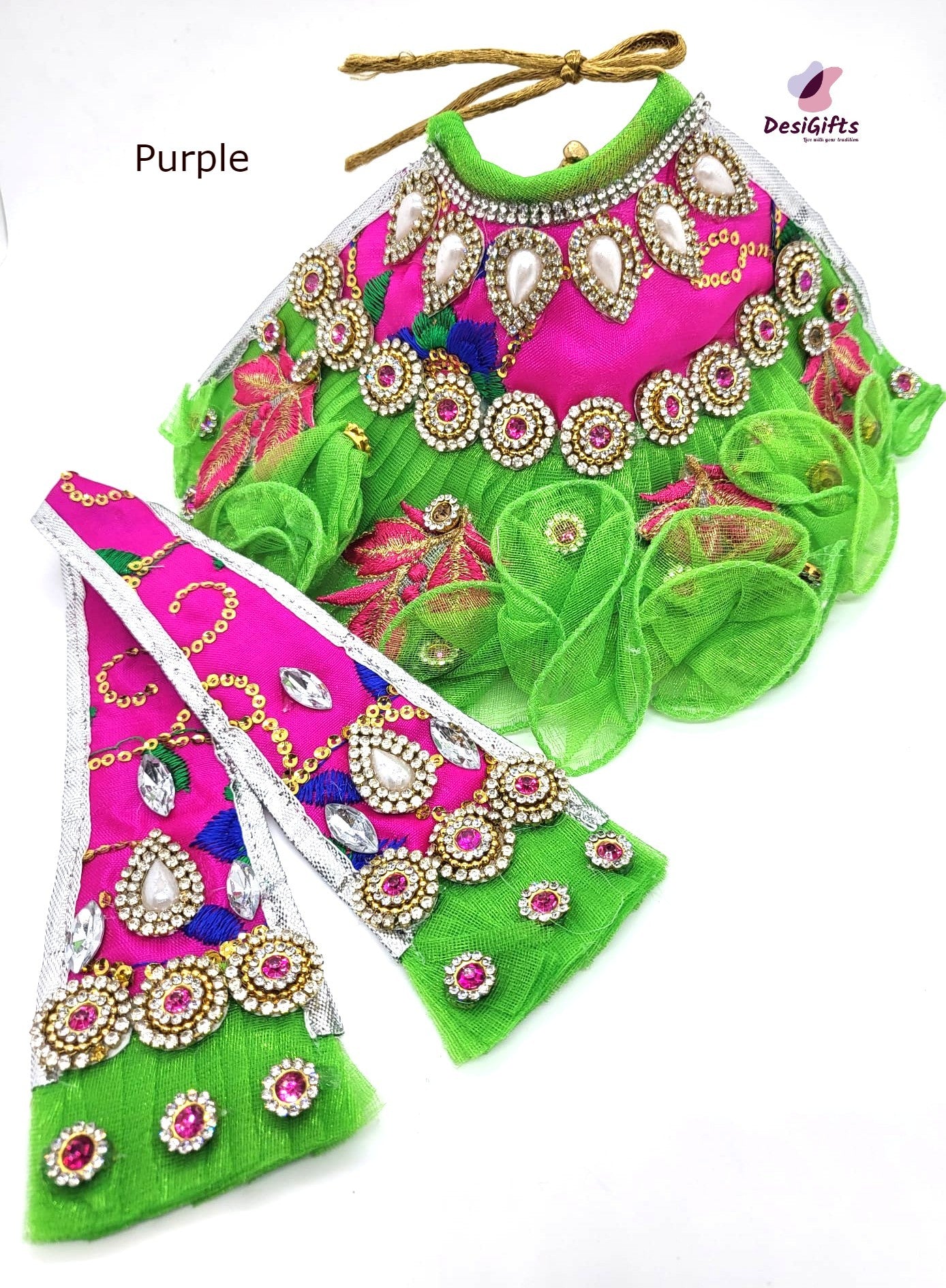 Godess Durga Ji Embroidery Zari Silk Dress with Peals, RKF# 852