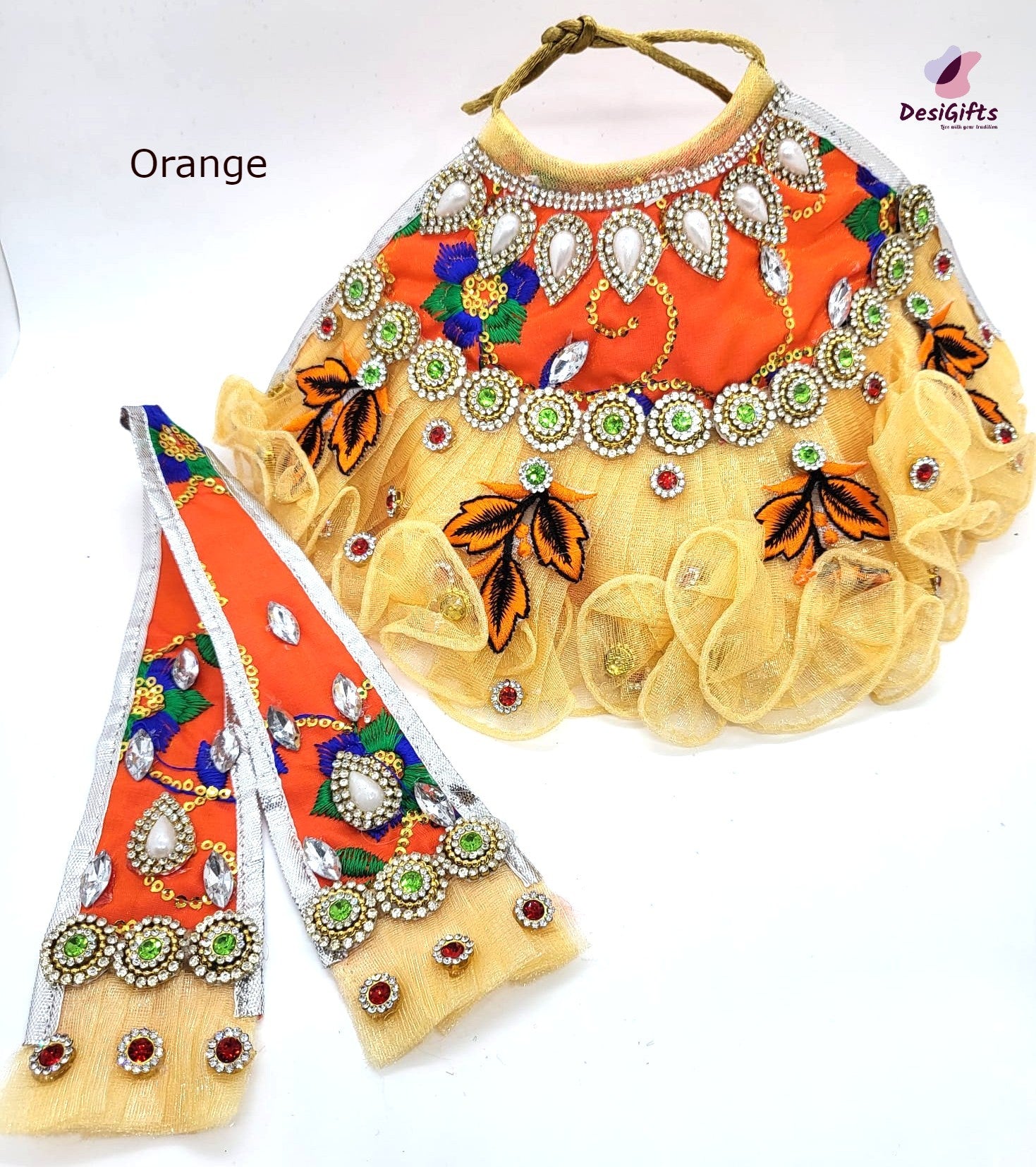 Godess Durga Ji Embroidery Zari Silk Dress with Peals, RKF# 852