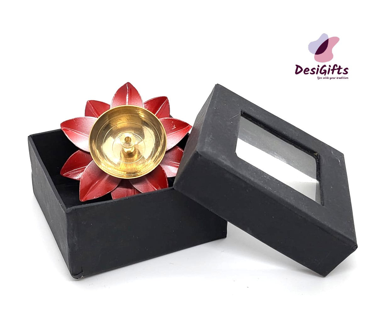 Brass Lotus Deep/Diya, Oil Lamp, Assorted Colors, CHR#706