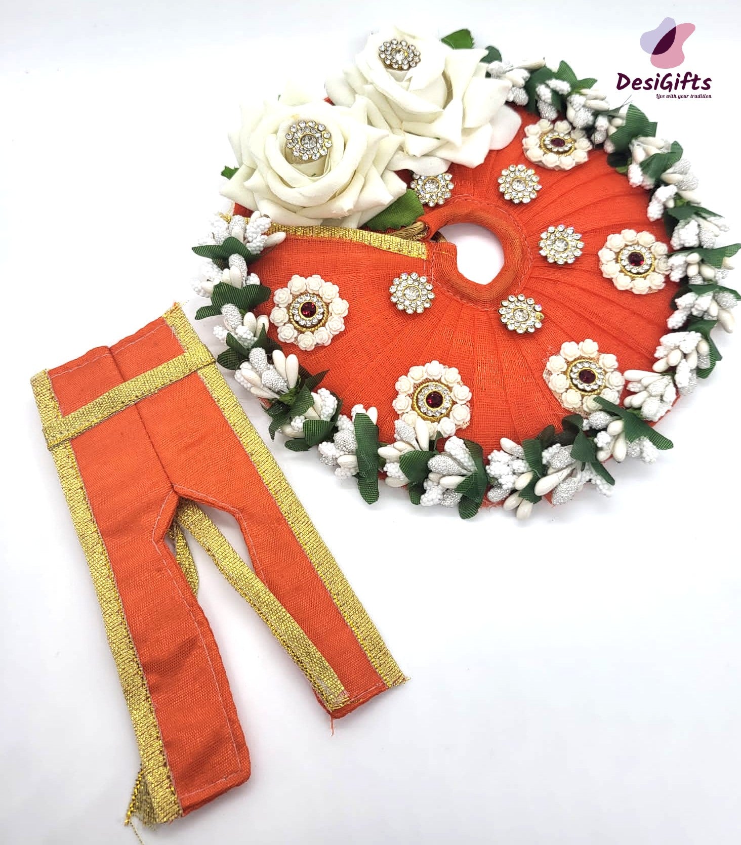 Heavy Laddu Gopal Dress with Gotta Flower /Elegant Krishna Poshak, RKF#684