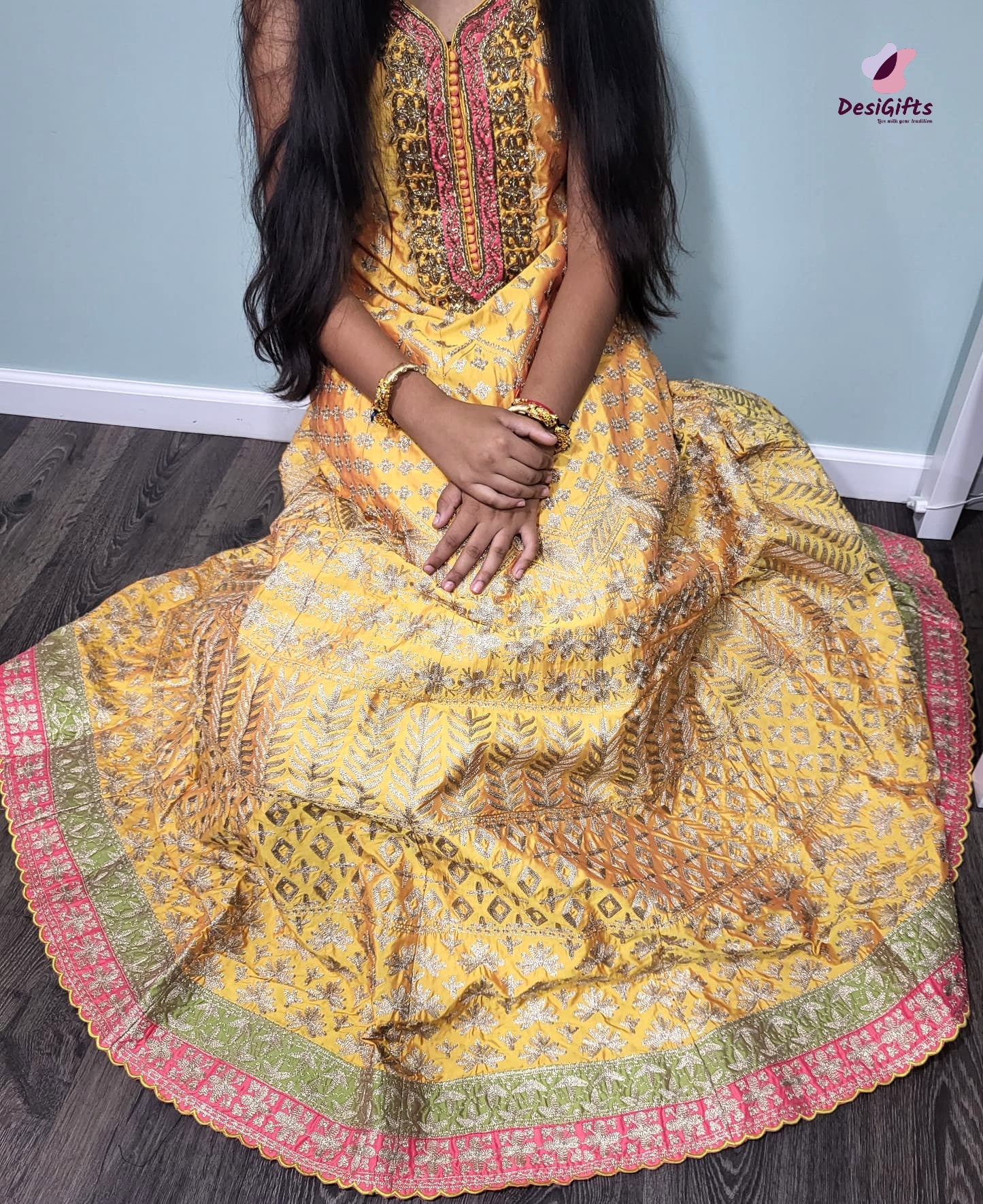 Elegant Gown with Golden Zari Work, Design GWN #934