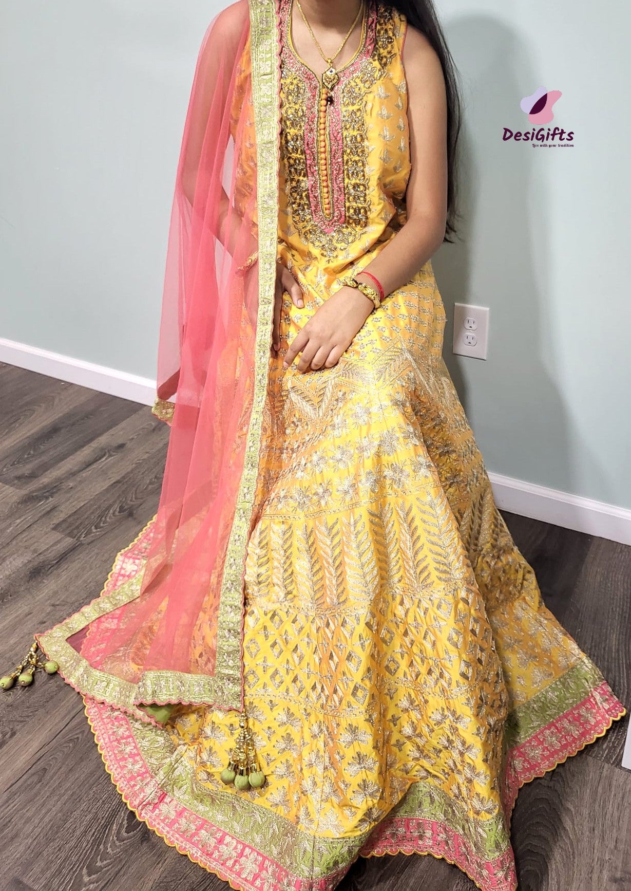 Elegant Gown with Golden Zari Work, Design GWN #934