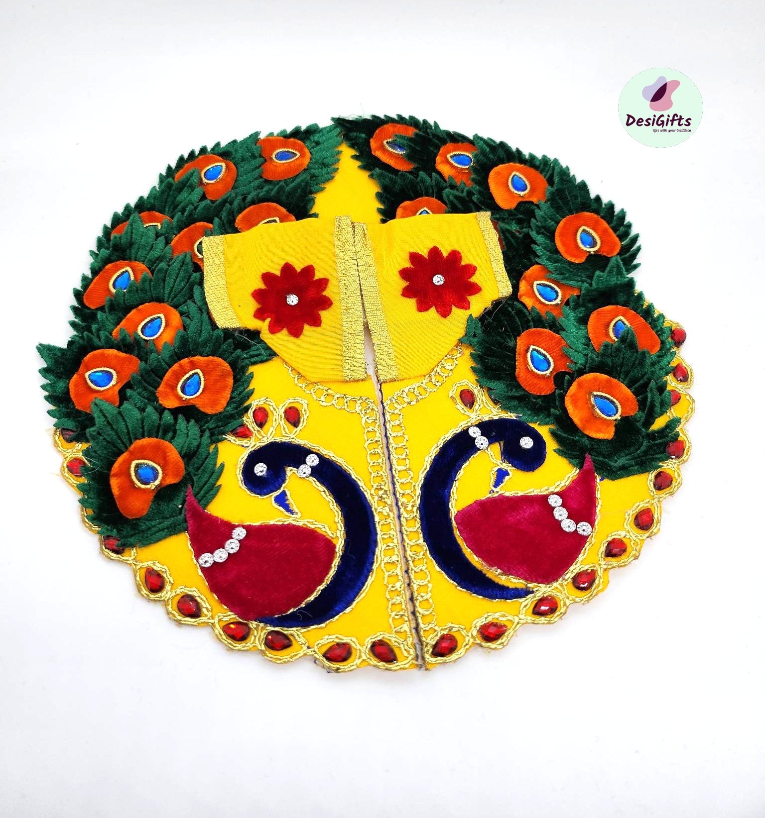 Peacock Morpankhi Design Bal Gopal ji Dress Size 4, RKF#956