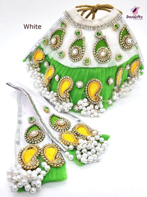 Silk Dress Mirror or Pearl Work Godess Durga Ji , RKF#961