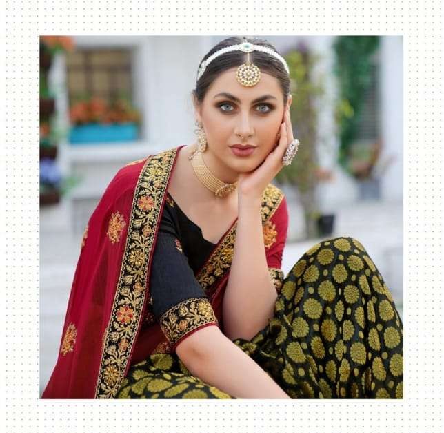 Designer Full Embroidery Saree, Red Shade, SARI#973