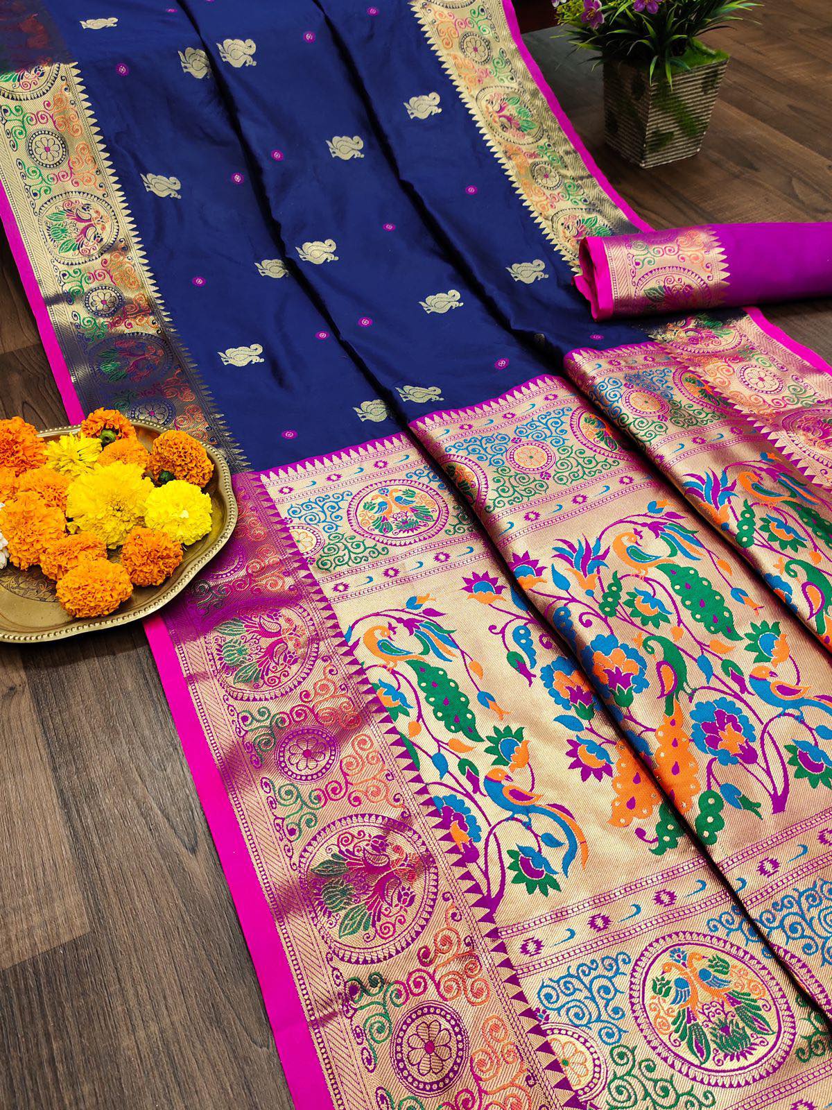 Silk Mayuri Pethani Saree, Blue Shade, SARI#978