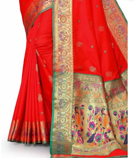 Silk Mayuri Pethani Saree, Red Shade, SARI#979