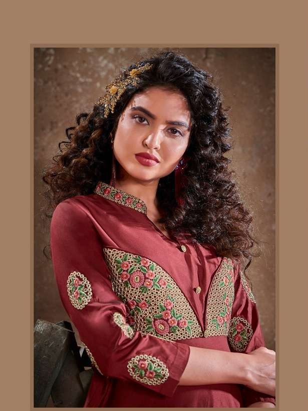 Designer Party Wear Gown with Dupatta in Maroon with Embroidery, GWN #988