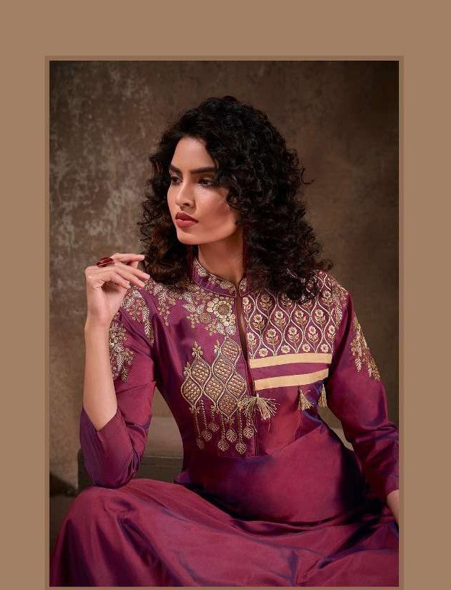 Designer Party Wear Gown with Dupatta in Maroon Shade with Embroidery, GWN #991