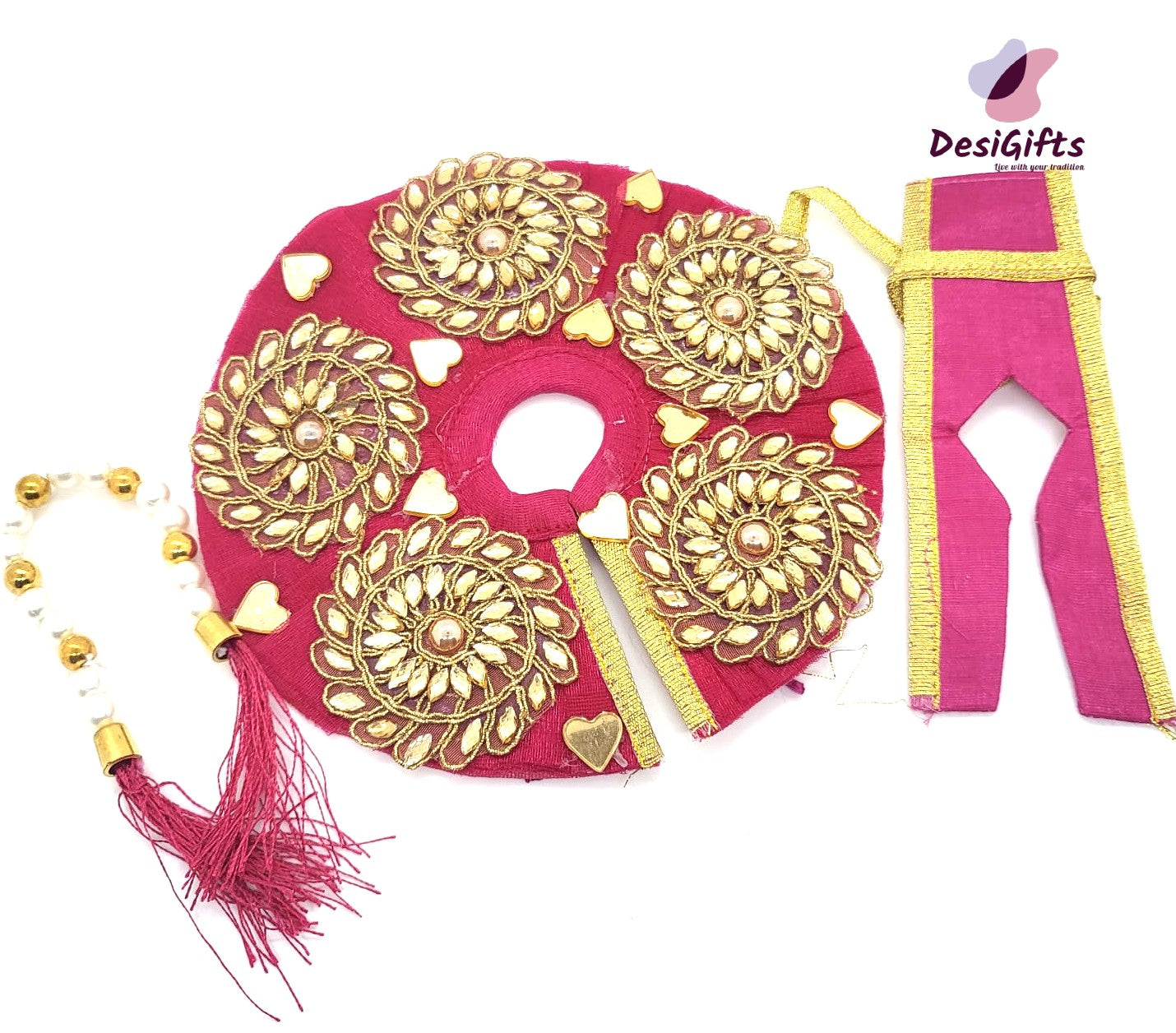 Laddu Gopal Dress with Zari Flowers / Krishna Poshak, RKF#691