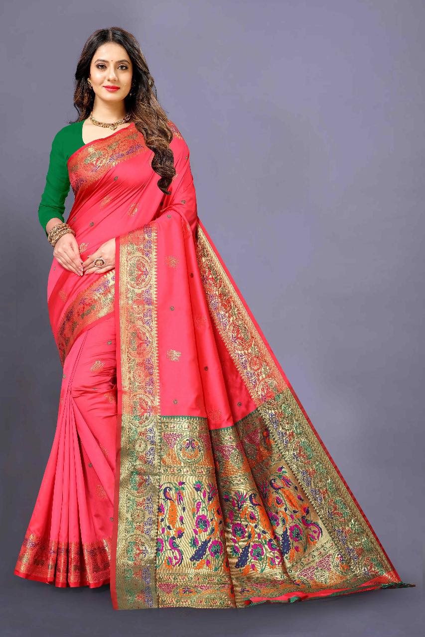 Silk Mayuri Pethani Saree, Pink Shade, SARI#975