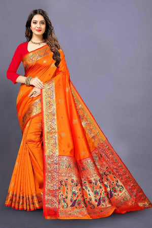 Silk Mayuri Pethani Saree, Orange Shade, SARI#976