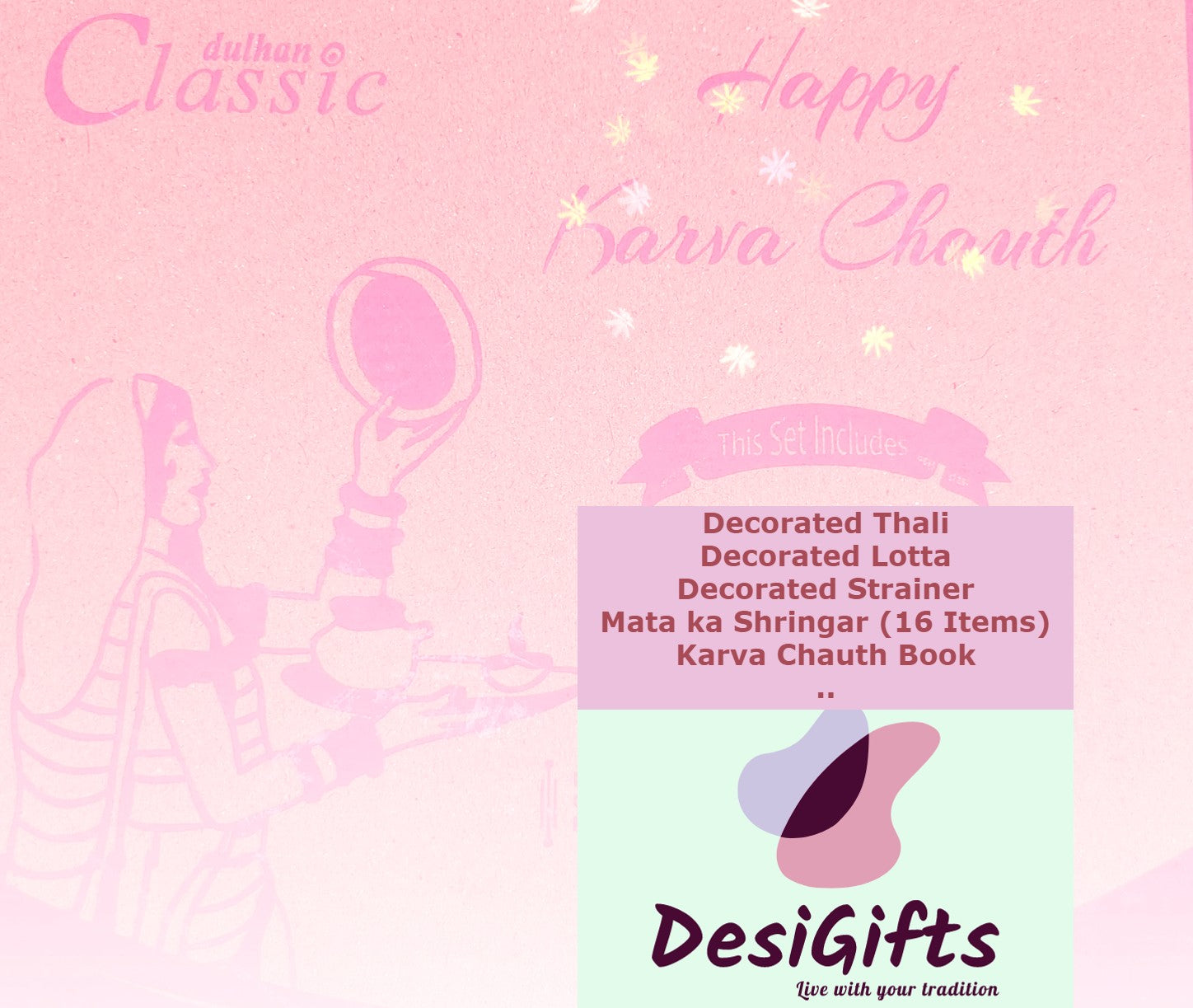 Decorated Karva Chauth Thali Set, Pooja Thali set, KCH-893