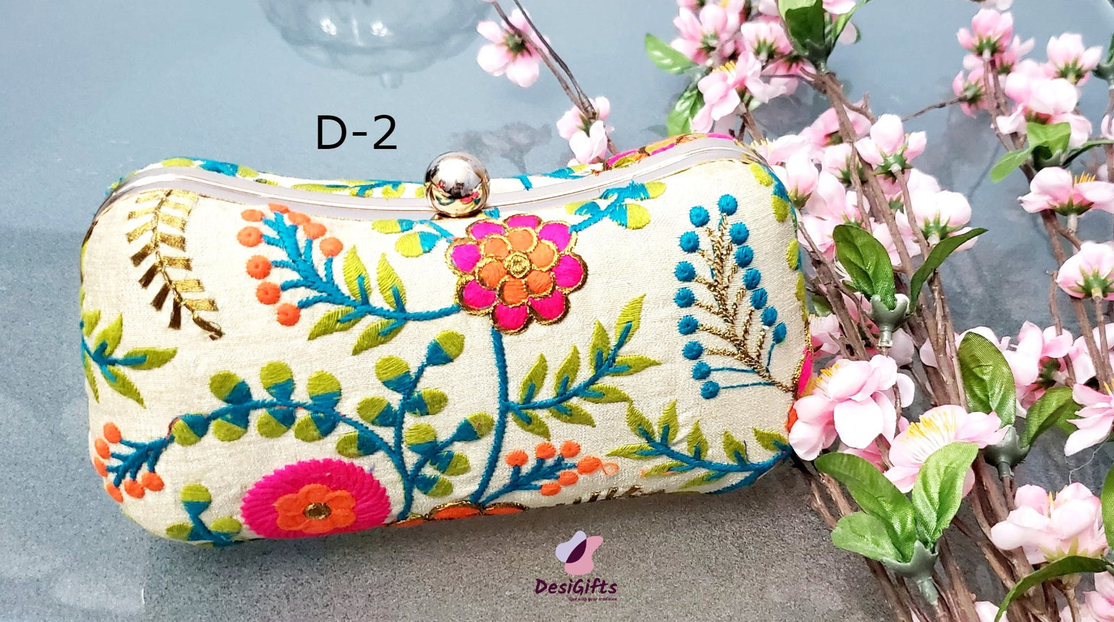Indian Handmade Women's Embroidered Clutch Handbag, HBS- 406