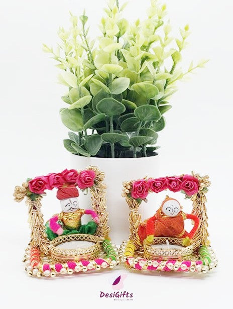 Handmade Rajasthani Dolls Puppet Tealight Candle Holder, Set of 2, CHM-211