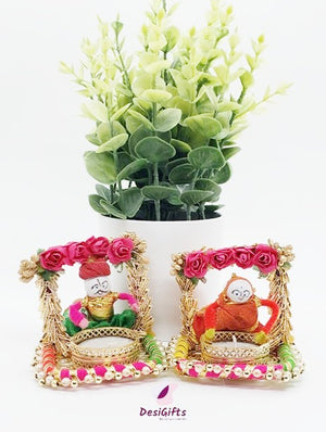 Rajasthani Dolls Puppet Tealight Holder Set of 2 | Handmade Indian Decorative Candle Holders | Festival Décor, CHM-211