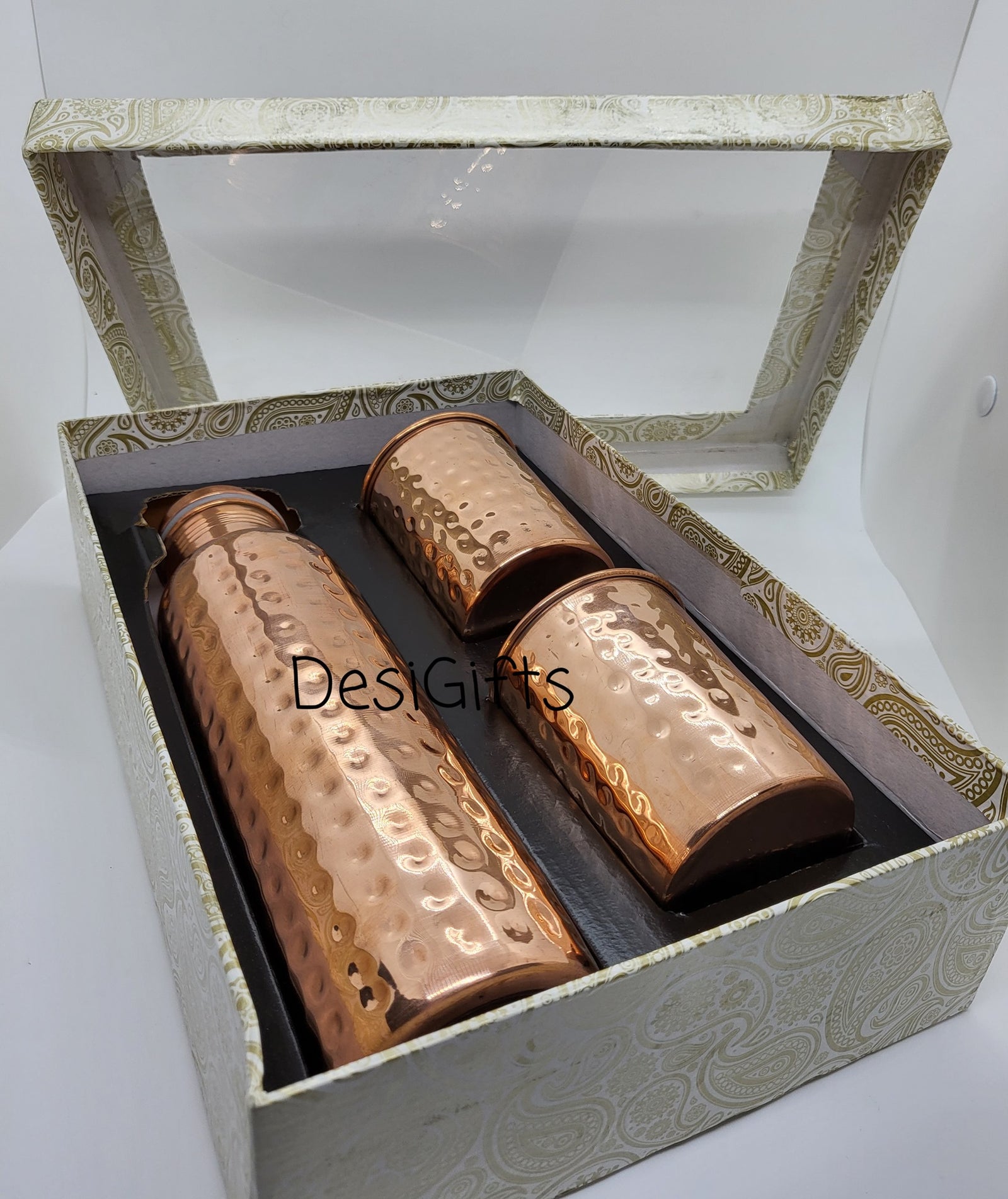 Set of Copper Bottle & 2 Glasses, CBG#195