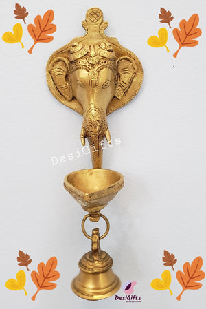 Ganesha Hanging Diya with Single Bell, GHDB#177