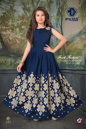 Girl's Jorba Silk Blue Gown Dress, Design G333 # 371