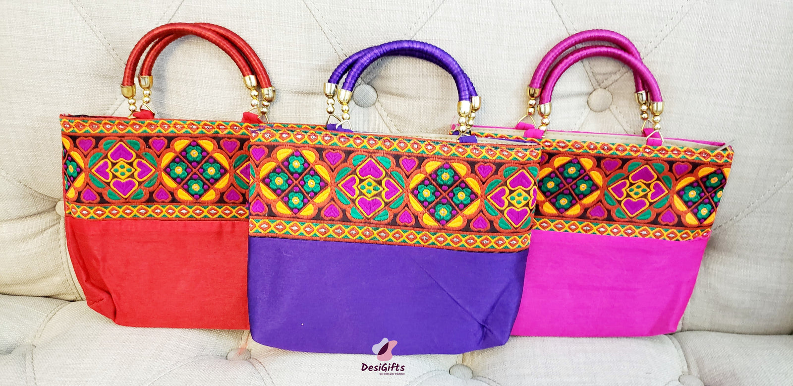 Handbag with Embroidery, Assorted Colors, HBK#153