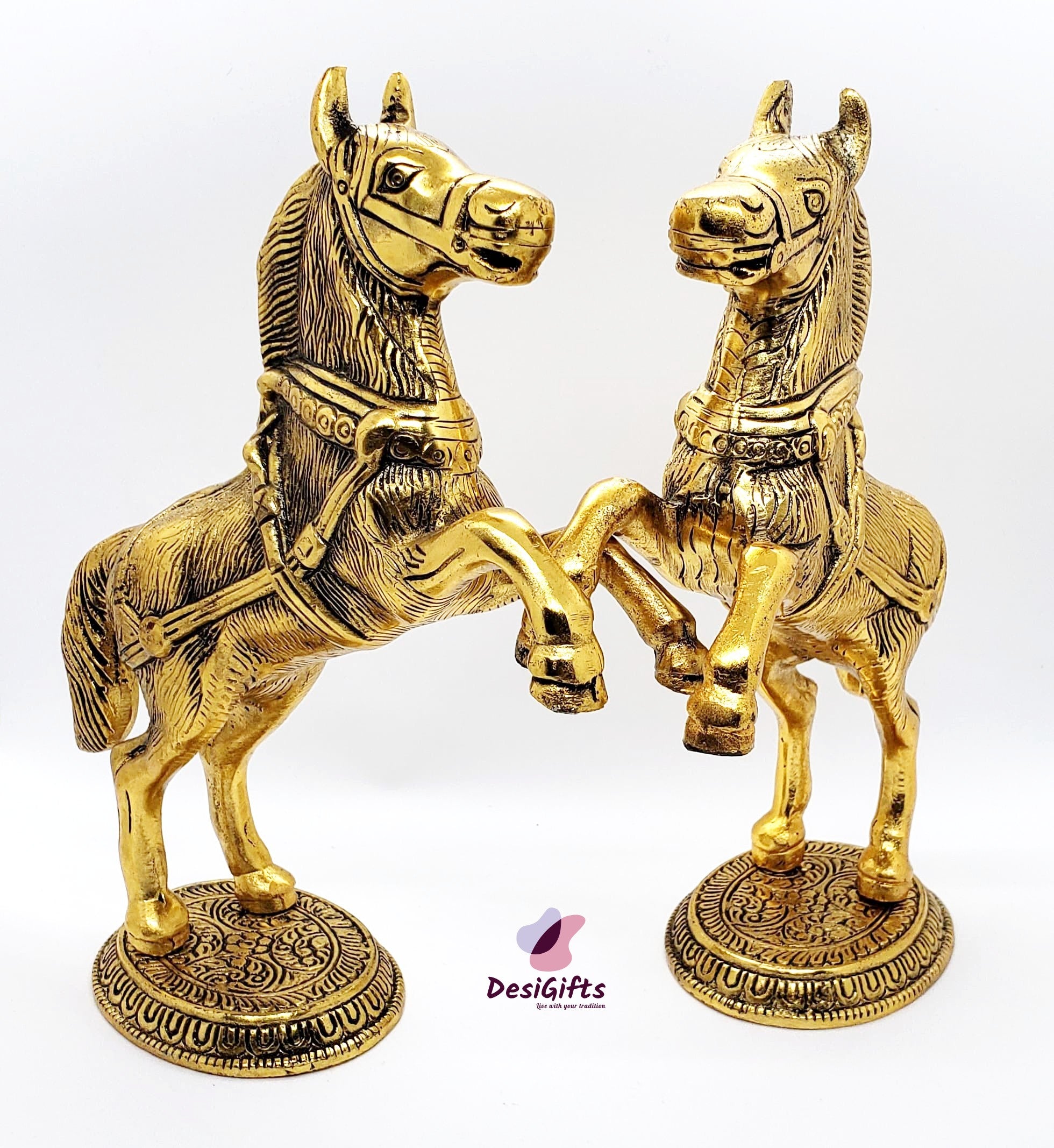 Metallic Horse Pair Decorative Statue, HOM#105