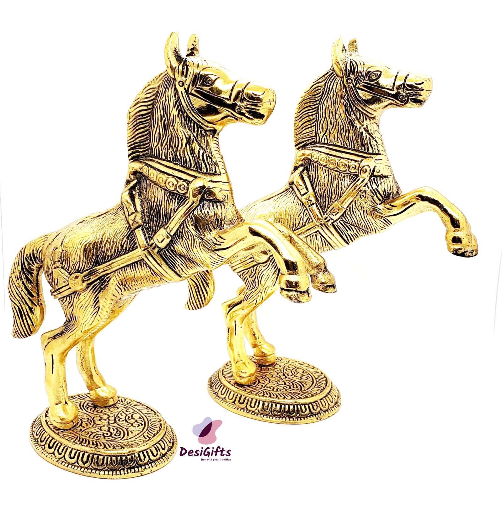 Metallic Horse Pair Decorative Statue, HOM#105