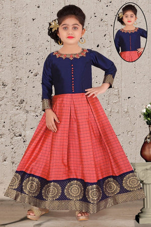 Girl's Designer Blue/Pink Dress, Design GRL #598