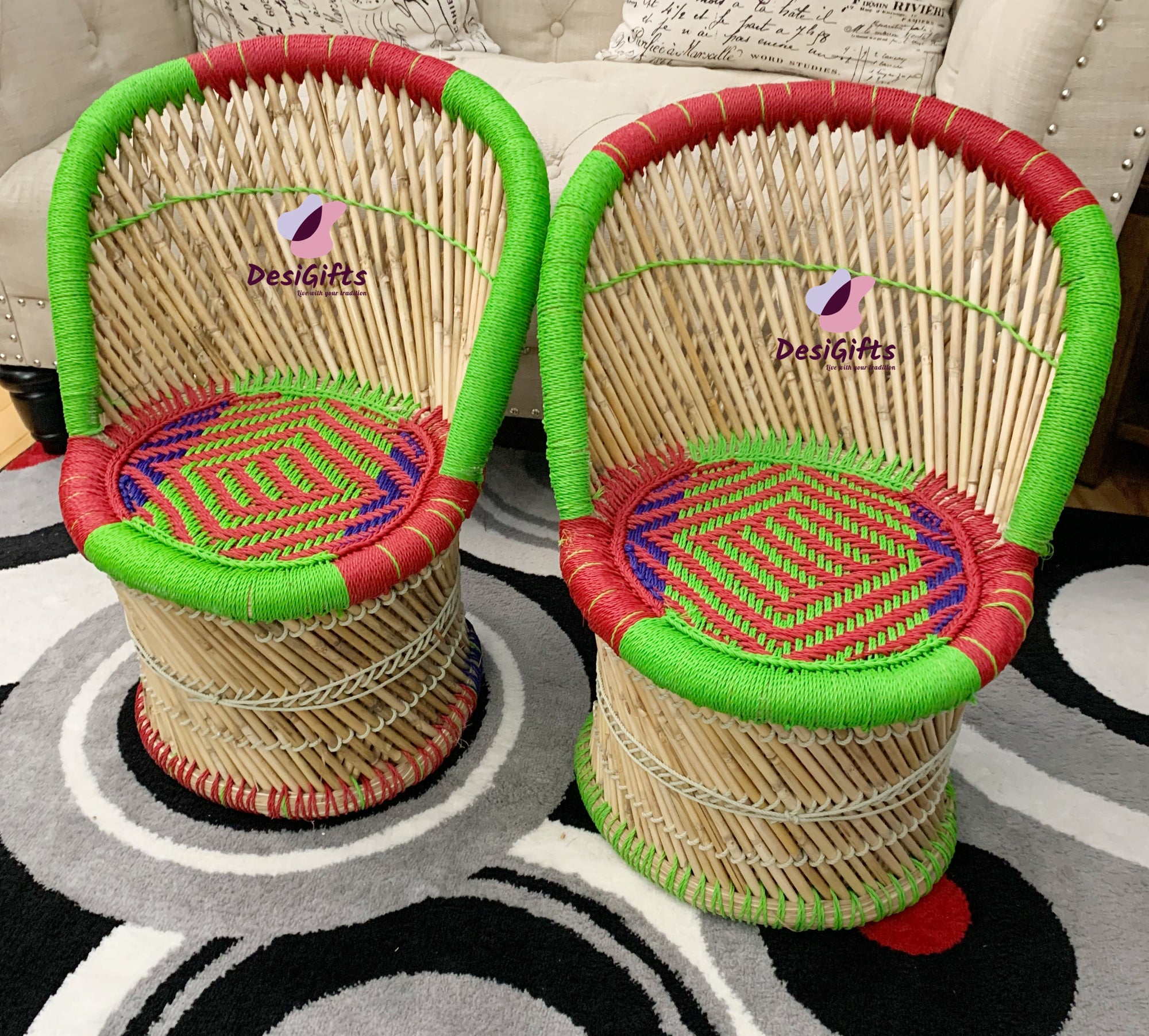 Traditional Bamboo Chair for Kids, Set of 2, BCW#220