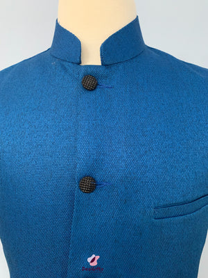 Woven Jute Cotton Nehru Style Jacket, Design, MJ#DBL 363