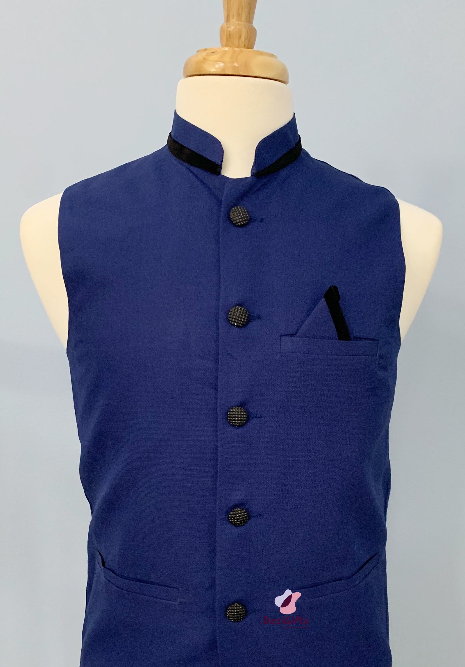 Woven Jute Cotton Nehru Style Jacket-Design, MJ#LBL 365