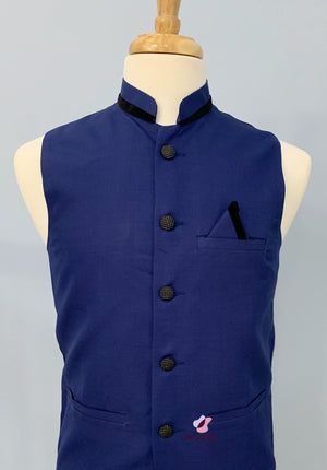 Woven Jute Cotton Nehru Style Jacket-Design, MJ#LBL 365