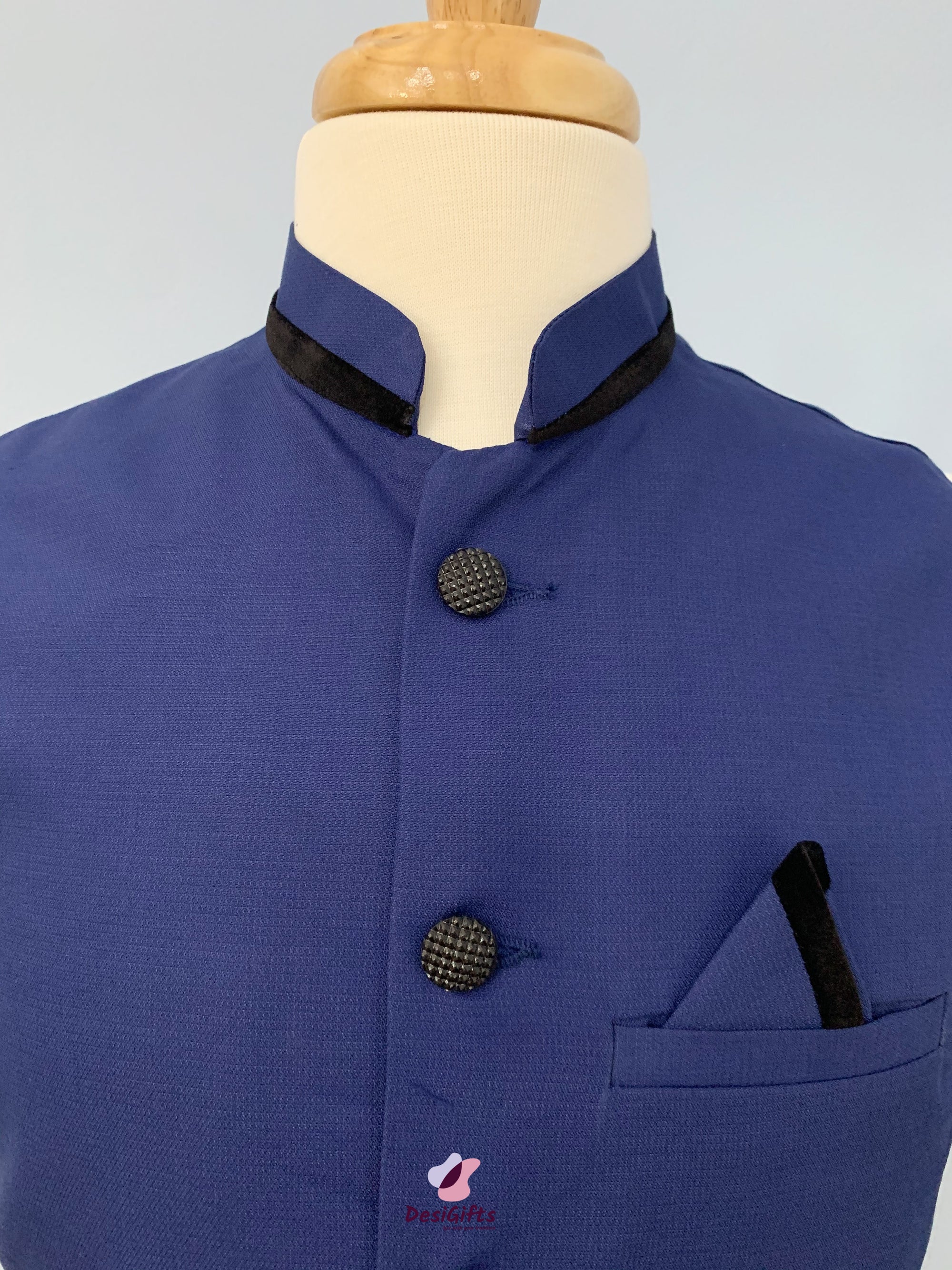 Woven Jute Cotton Nehru Style Jacket-Design, MJ#LBL 365