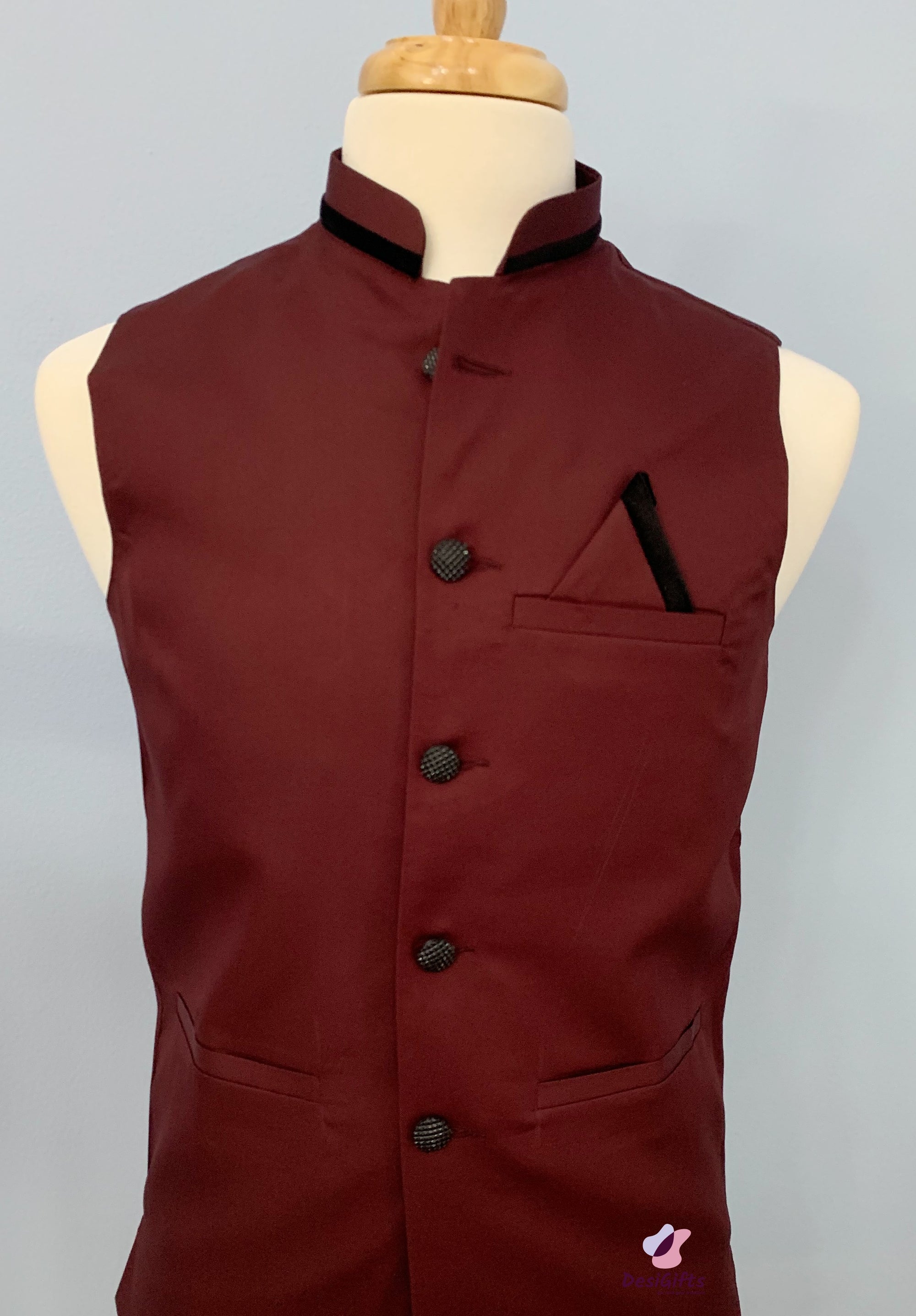 Woven Jute Cotton Nehru Style Jacket-Design, MJ#MRN 366